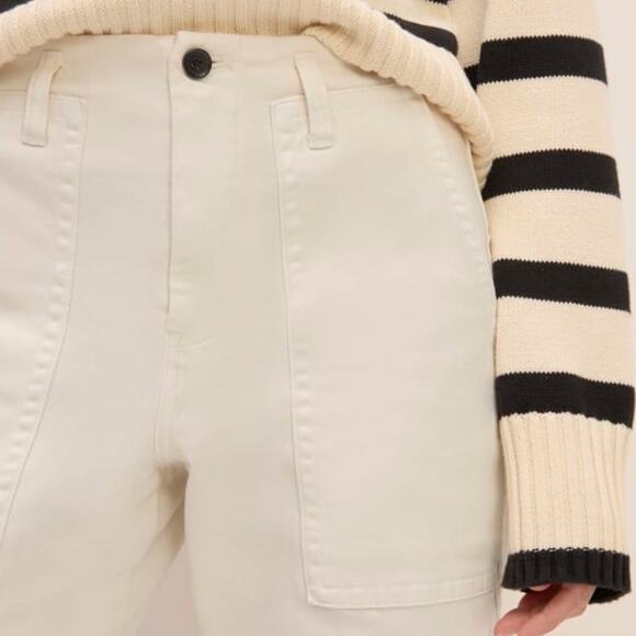 NWOT Everlane The Organic Utility Pant Womens 4 Bone Straight Leg High Rise Crop - Picture 2 of 12